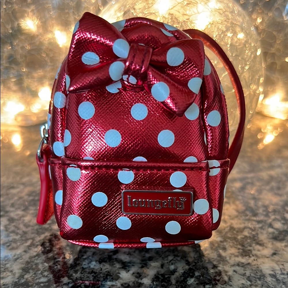 Loungefly Shiny Red and White Polka Dot Kids Backpack